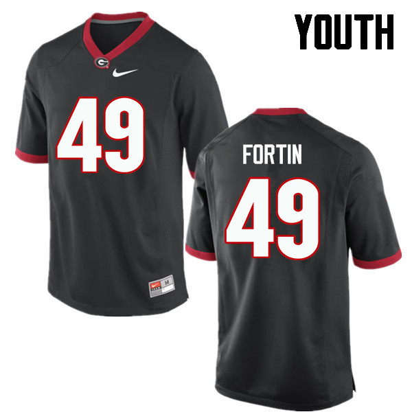 Youth Georgia Bulldogs #49 Turner Fortin College Football Jerseys-Black - Click Image to Close